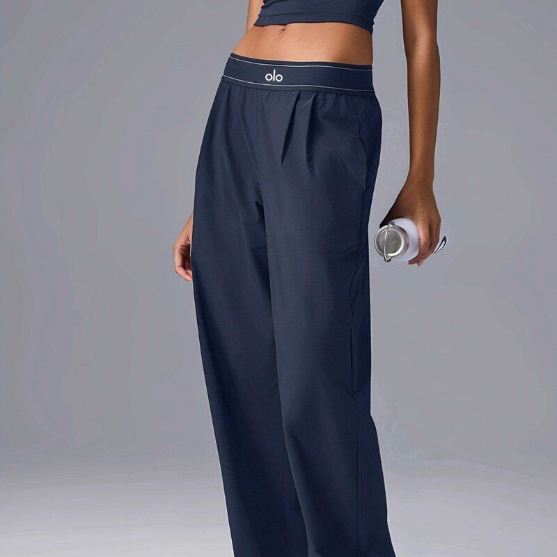 Ola American Professional Summer Loose Ice Silk Pants Casual Sports Trousers Women's Woven Wide-Leg Pants High-Waisted with Webbing Ola American Professional Summer Loose Ice Silk Pants Casual Sports Trousers Women's Woven Wide-Leg Pants High-Waisted with Webbing