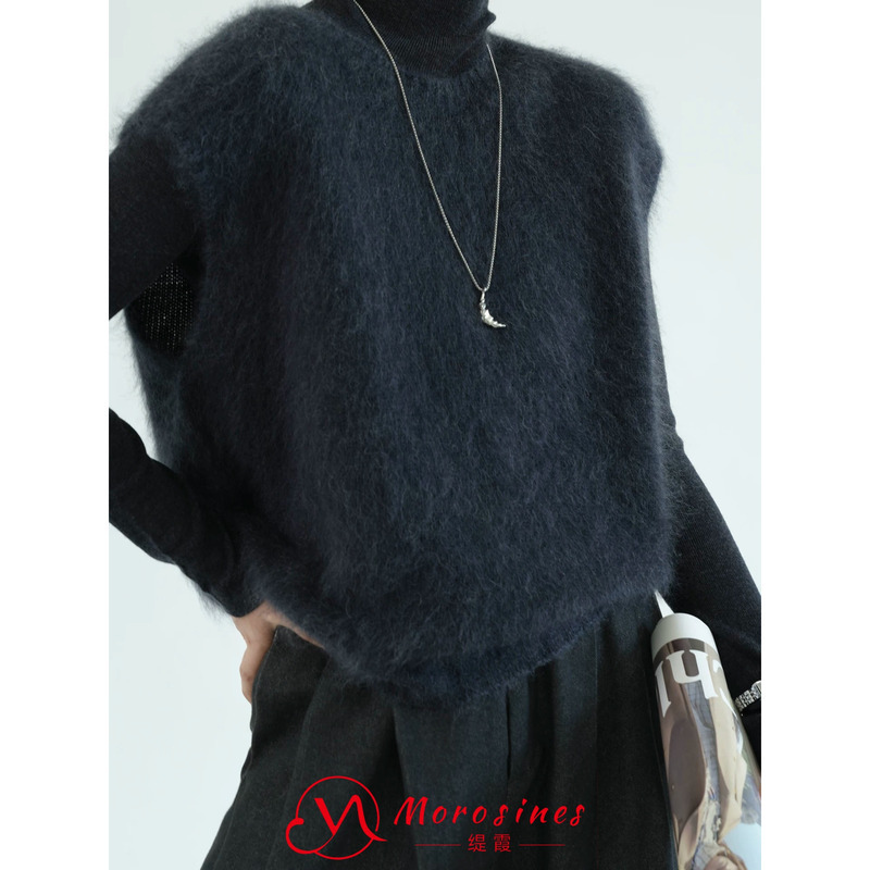 Tixia Brushed Fleece Craft 26 New Style Soft and Fluffy Wool Vest for Autumn and Winter Layering, Loose-Fitting Women's Round-Neck Vest