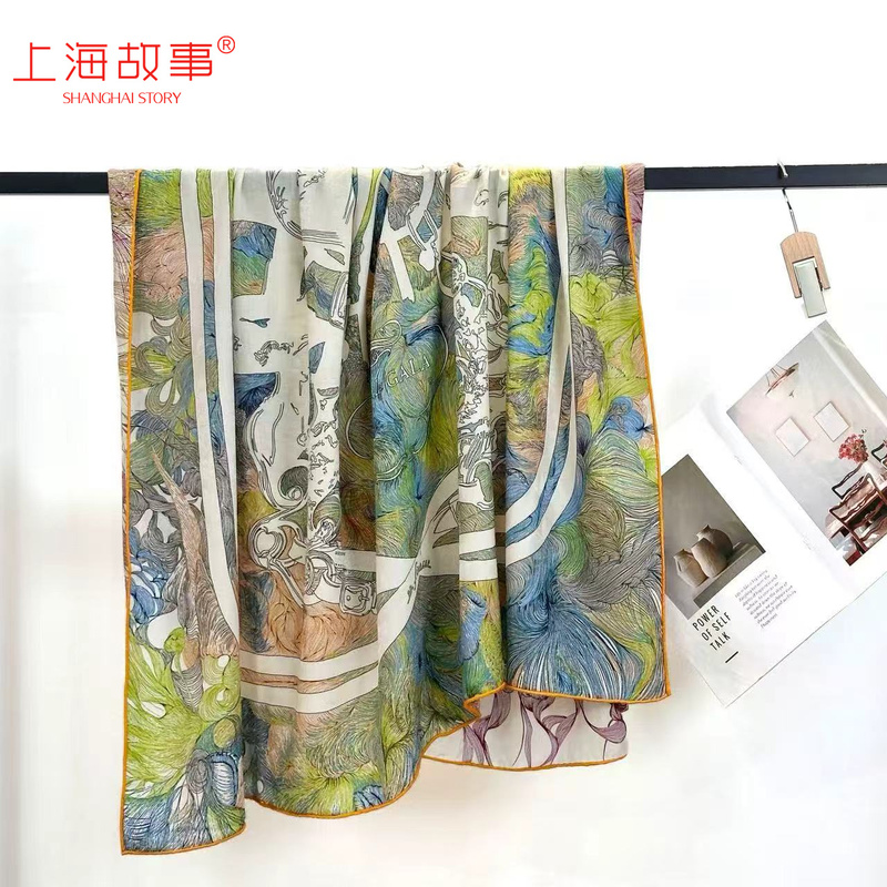 【135 Symphony of Colors - Jacquard Silk Wool】2026 New Mulberry Silk Wool Jacquard Scarf Shawl for Elders
