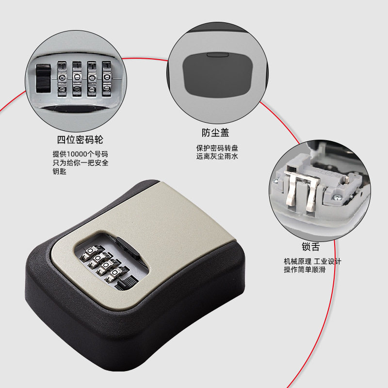 Temporary Key Box for Construction Sites, Guesthouses, No-Drill Metal Installation, Key Storage for Home Use