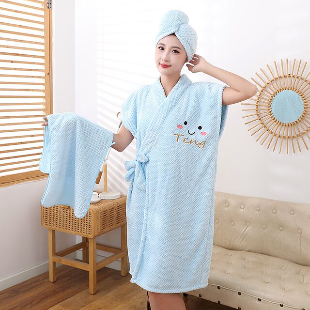 Wearable Long-Sleeved Bathrobe, Absorbent, Soft and Lint-Free, Student Casual Wear, Large Bath Towel, Household Thickened Bath Skirt