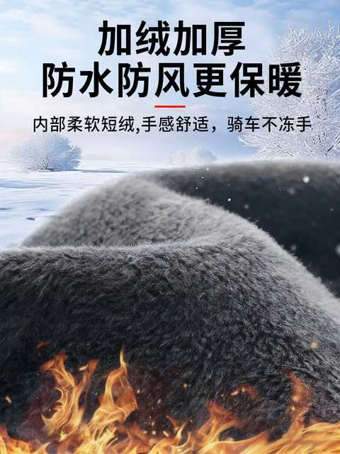 Delivery Rider's Cold-Proof Gloves for Riding Electric Scooters, Anti-Freeze, Windproof, Waterproof, Touch Screen Compatible, Thickened for Autumn and Winter, Warm