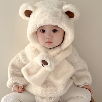 Baby Hats for Autumn and Winter, Unisex Baby Scarves, Children's Hats, Integrated Neck Warmers, Infant Hats for Autumn and Winter Warmth