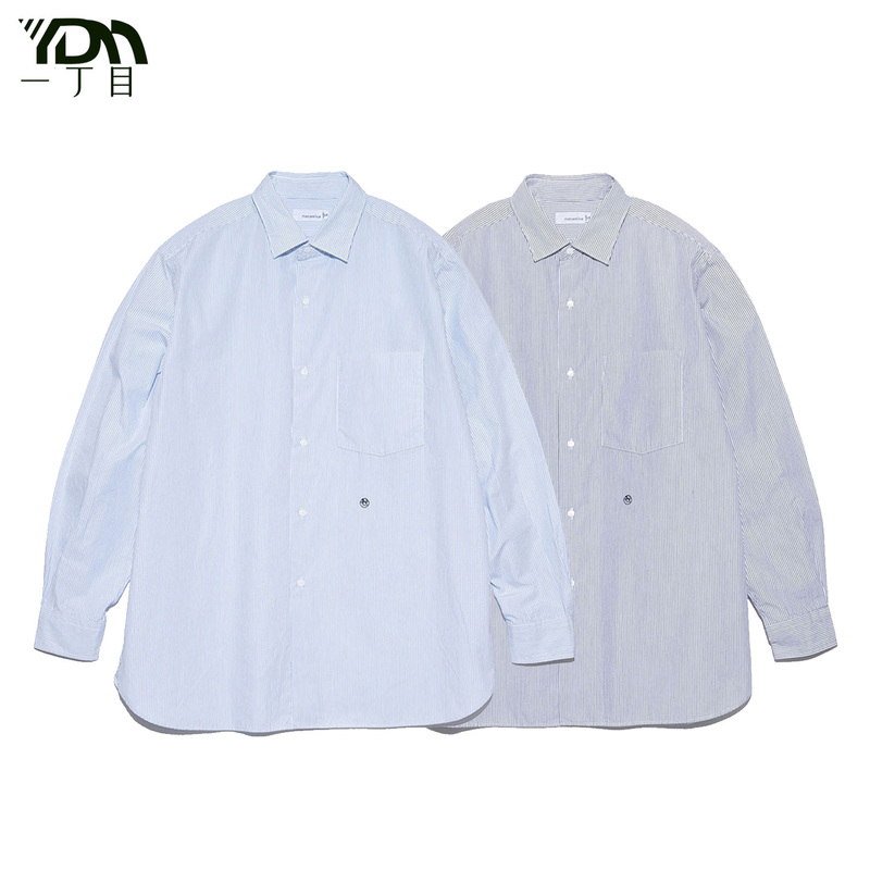 Nanamica Japanese Style Versatile Fine Striped Long-Sleeved Shirt for Men and Women, Couple Wear, Loose Casual Shirt Top for Spring Nanamica Japanese Style Versatile Fine Striped Long-Sleeved Shirt for Men and Women, Couple Wear, Loose Casual Shirt Top for Spring