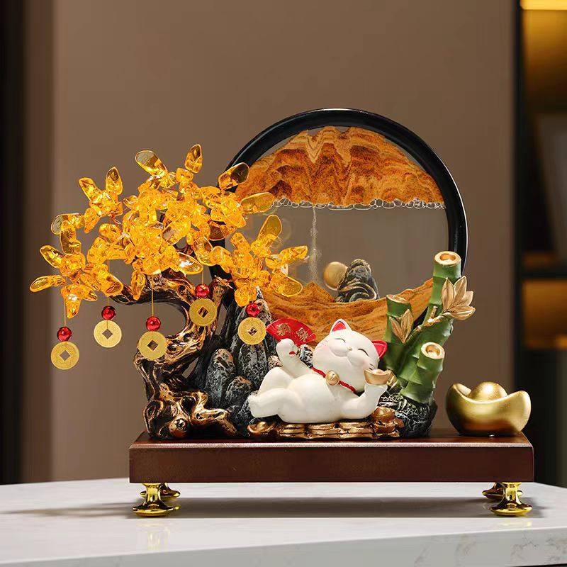 Счастливая кошка, украшение текущей воды, колесо Фэн-шуй, украшение рабочего стола, вход в домашнюю гостиную, счастливое украшение сокровищ