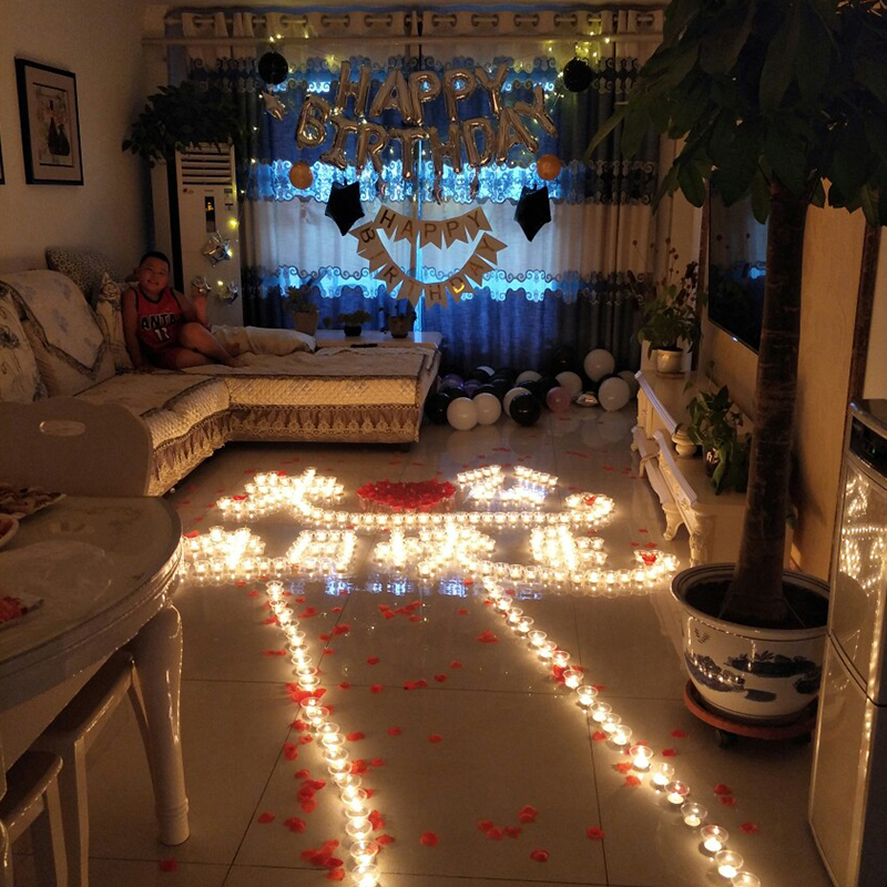 Romantic birthday layout boyfriend boy husband birthday gift room