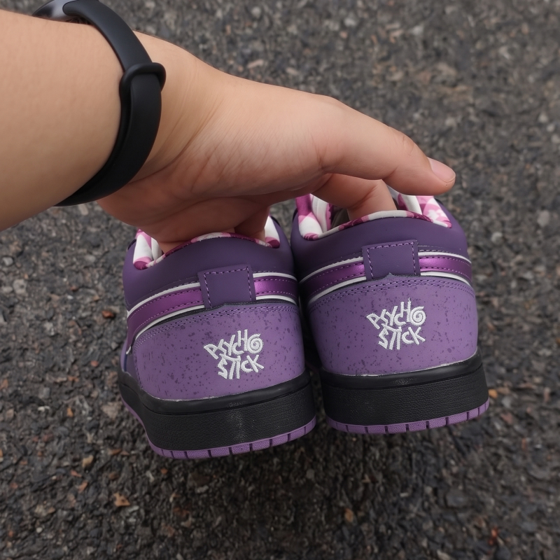 Collaboration with Purple Lobster Visecoo Concepts: Unisex Low-Top Sneakers in Purple and Black with Unique Color-Blocking Design, Casual Sports Shoes Collaboration with Purple Lobster Visecoo Concepts: Unisex Low-Top Sneakers in Purple and Black with Unique Color-Blocking Design, Casual Sports Shoes