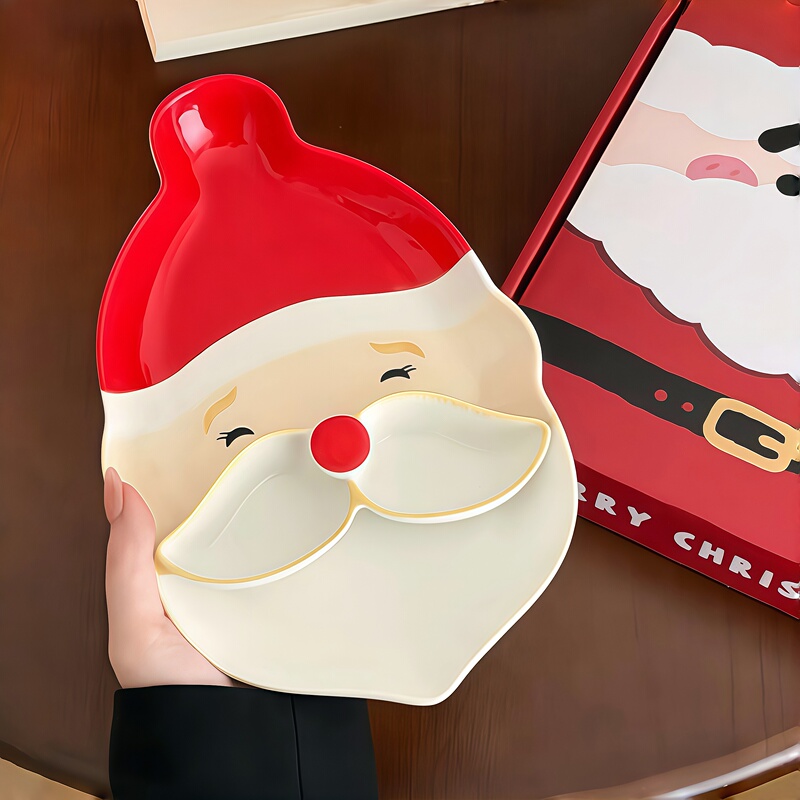 Christmas Dinner Plate with Dipping Sauce Dish, Ceramic Fried Chicken Dumpling Dipping Plate, Christmas Atmosphere Decoration Ornament, New Christmas Dinner Plate with Dipping Sauce Dish, Ceramic Fried Chicken Dumpling Dipping Plate, Christmas Atmosphere Decoration Ornament, New