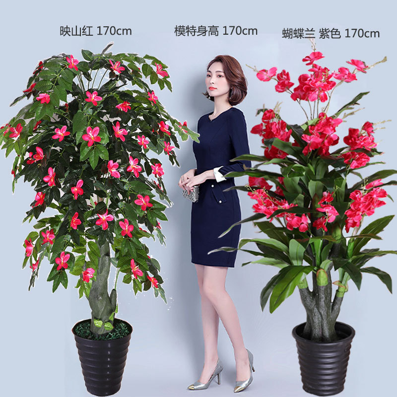Artificial Plants, Fake Trees, Money Tree, Phalaenopsis, Lucky Plant, Indoor Floor-Standing Large Decorative Bonsai, Plastic Flower Tree