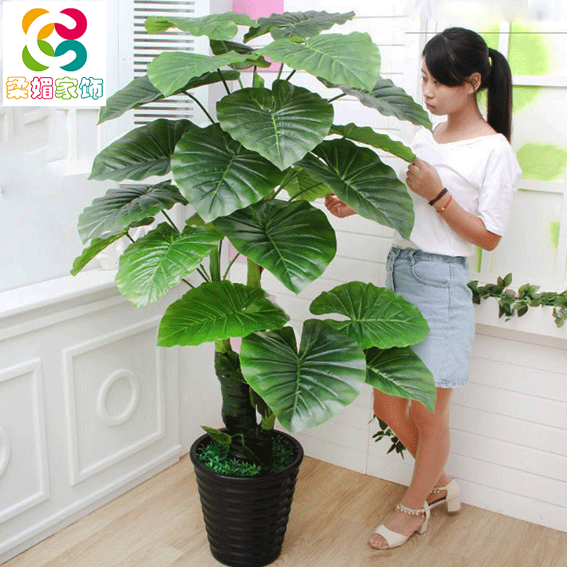 Fake tree dripping Guanyin Flamingo flower simulation plant potted large plastic green living room indoor and outdoor floor ornaments