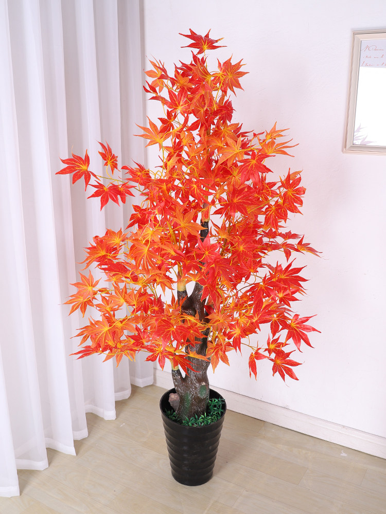Artificial plant maple red maple white apricot tree decoration large artificial lush living room office floor-to-ceiling floral large