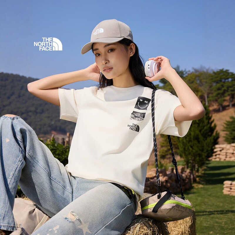 Thenorthface Outdoor Men's and Women's 26 Spring and Summer New Style Smiley Face Printed Casual Short-Sleeved Cotton T-Shirt 8Gvk