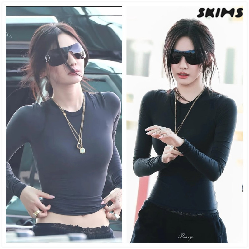 Ning Yizhuo's Same Style Skims Long-Sleeve Kardashian Fits Everybody Shapewear Cotton Sports Top T-Shirt Ning Yizhuo's Same Style Skims Long-Sleeve Kardashian Fits Everybody Shapewear Cotton Sports Top T-Shirt