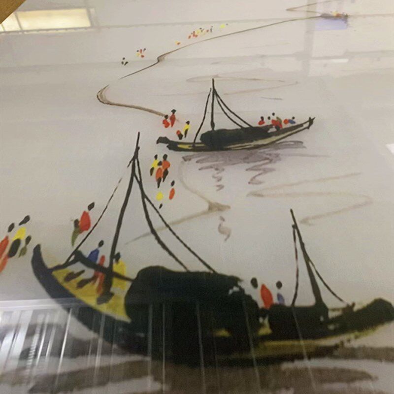 新中式夹绢玻璃屏风隔断,山水画玄关门怎么选才实用美观?-夹胶玻璃-淘宝百科网