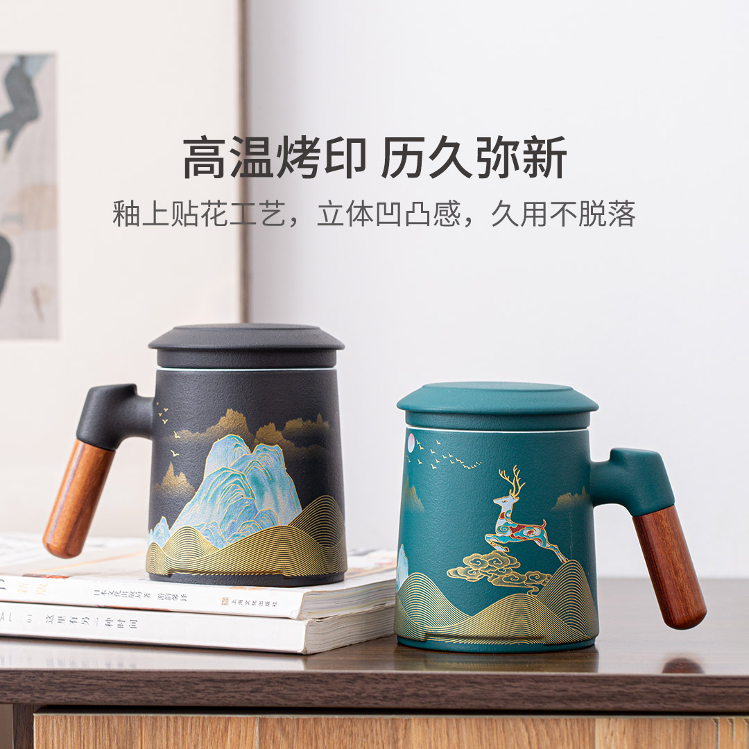 Philosophy Electra Ceramic Mark Cup with lid Tea Water Separation filter Tea Road Cup Office Home Birthday Gift Gift Box