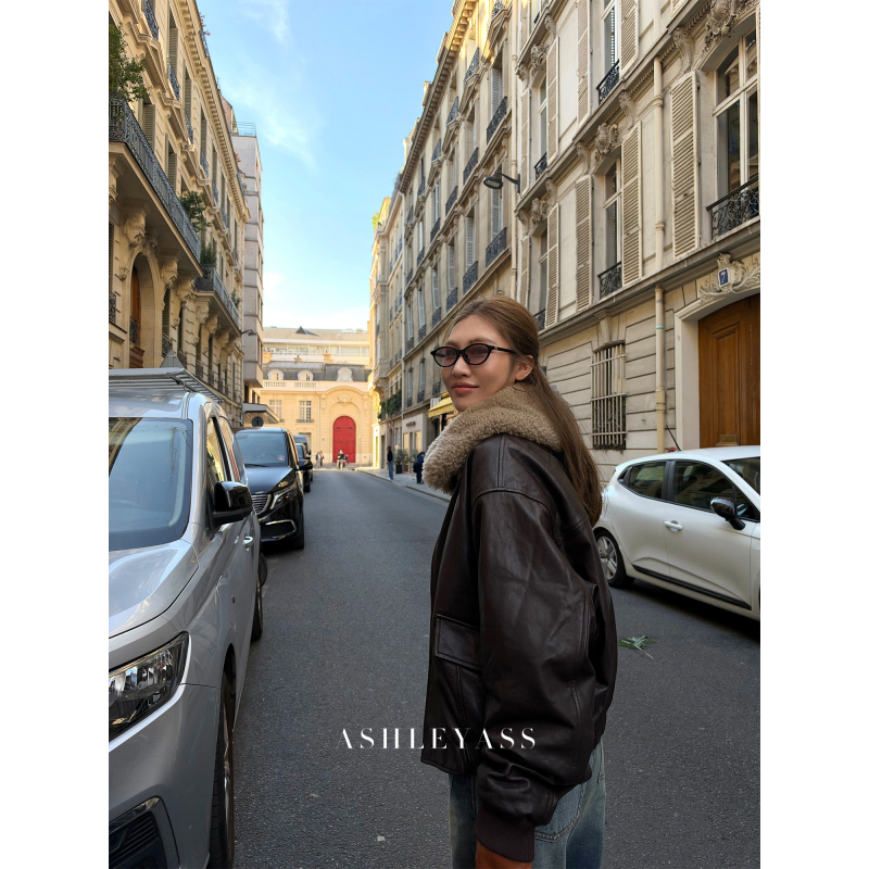 Ashleyass down Leather Jacket First Layer Sheepskin Wool Lapel 90 Goose down Leather Jacket down Coat Ashleyass down Leather Jacket First Layer Sheepskin Wool Lapel 90 Goose down Leather Jacket down Coat