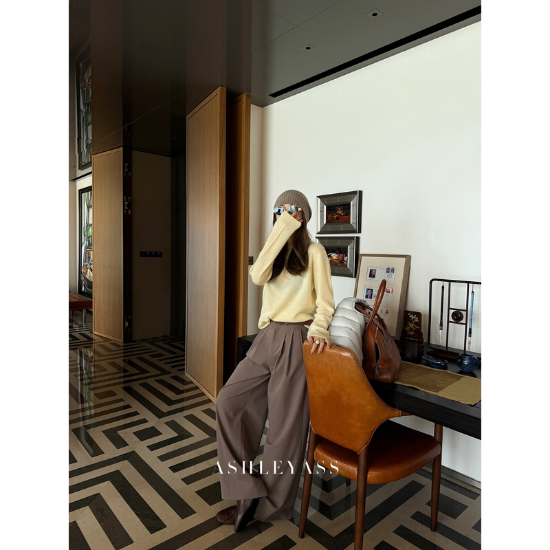 Ashleyass "Candy Sweater" High-Count Fine-Spun Cashmere Wool Seamless Knit Versatile Multi-Color Crew Neck Sweater