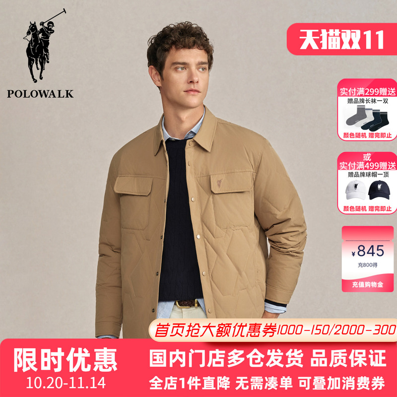 Polowalk American Retro Workwear Style down Jacket Autumn and Winter Men's Paul New Product Lapel Warm Thin Jacket Polowalk American Retro Workwear Style down Jacket Autumn and Winter Men's Paul New Product Lapel Warm Thin Jacket