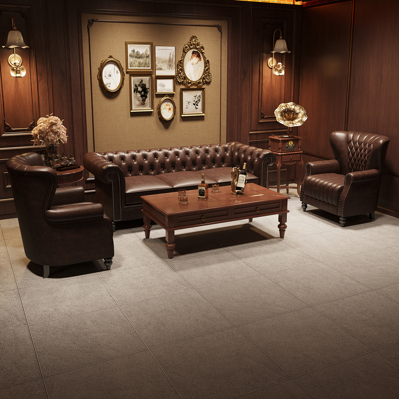 Retro Cigar Room Sofa, American-Style Cafe Tables and Chairs, Whiskey Bar Tiger Single Seat Combination, American Style Retro Cigar Room Sofa, American-Style Cafe Tables and Chairs, Whiskey Bar Tiger Single Seat Combination, American Style