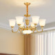 2025 New Model American-Style All-Copper Living Room Chandelier, Jade Light Luxury Simple Retro European-Style Bedroom Lamp, Dining Room Lamp, Special Price