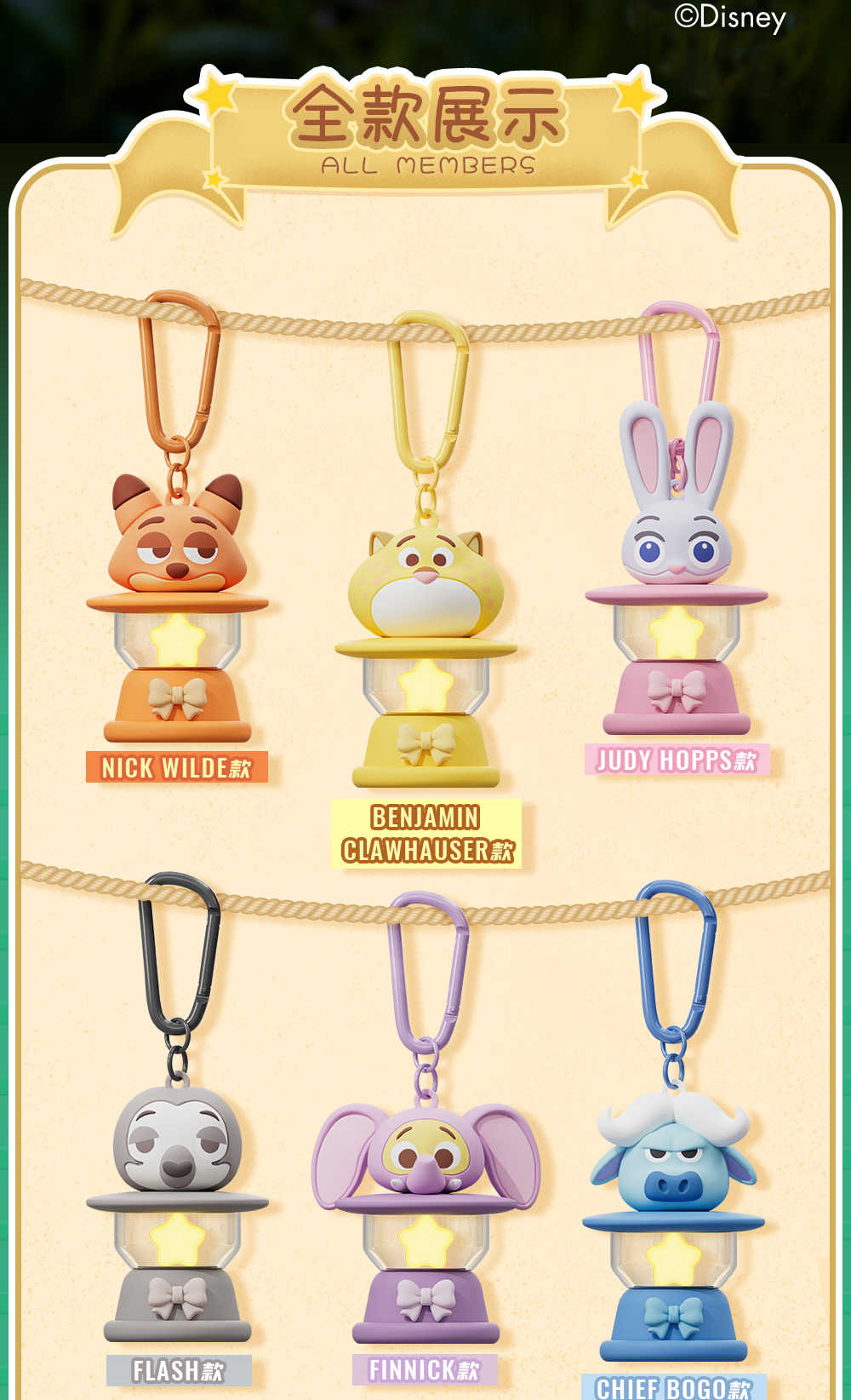 【优惠价】HOLLYBOX迪士尼疯狂动物城发光小夜灯挂件钥匙扣尼克朱迪圣诞礼物 [交易快照]