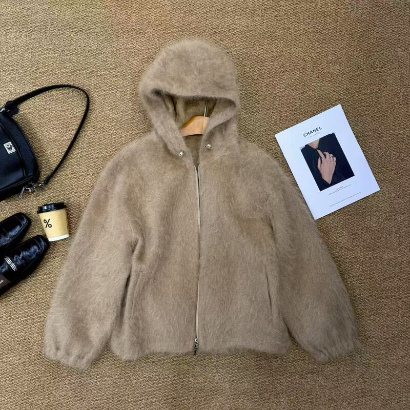 Queen Dalin【New Arrivals for the Grand Opening】High-End Hooded Jacket for Women Made of Sheep Wool and Cashmere 826611