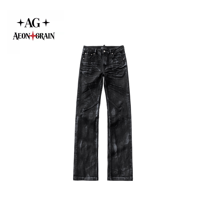 Ag Manic Disorder'God Pants Series' Night God Vinyl Hand-Coated Wrinkled Low-Waist Street Slim Straight-Leg Jeans Ag Manic Disorder'God Pants Series' Night God Vinyl Hand-Coated Wrinkled Low-Waist Street Slim Straight-Leg Jeans
