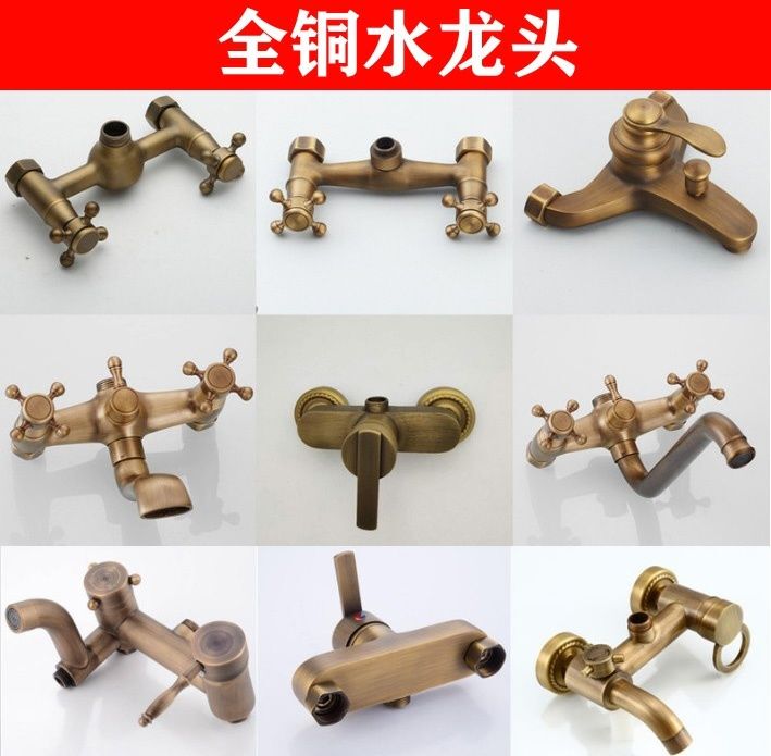 Retro Faucet Replacement for Leaking, All-Copper Mixing Valve, Double-Hole Antique Shower Faucet, Bathtub Faucet Switch, European Style