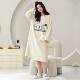 Women's Nightgown with Breast Pads, Autumn and Winter Thickened Half-Velvet Pajamas, Coral Velvet, Can Be Worn Outside, Girls' Warm Home Clothes