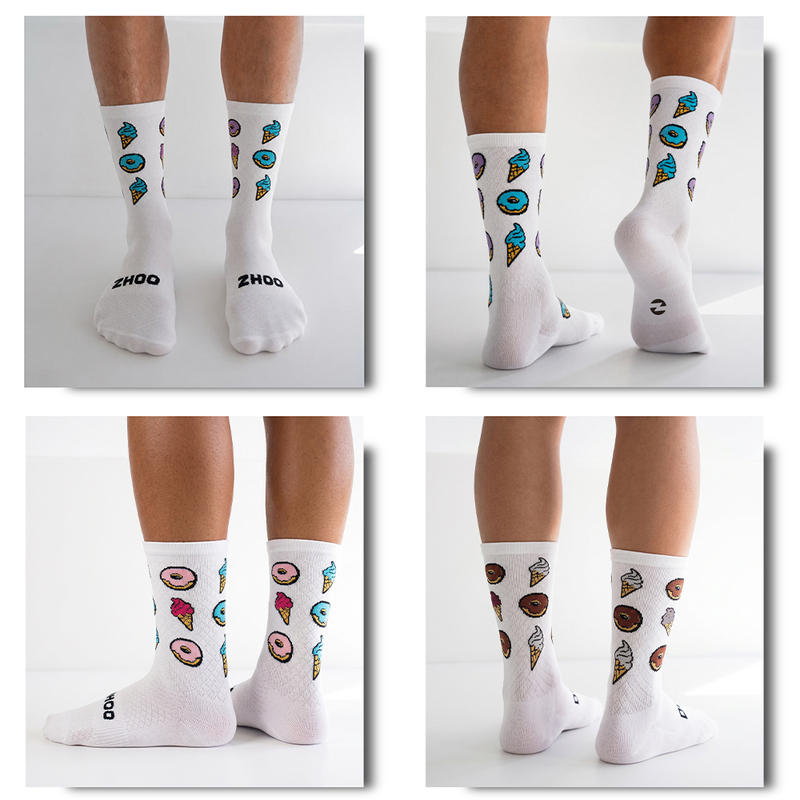 Zhoo ® Ice Cream Cycling Socks | Lycra Fabric, Lightweight and Breathable, Mid-Calf Sports Fitness Socks for Road Bikes Zhoo ® Ice Cream Cycling Socks | Lycra Fabric, Lightweight and Breathable, Mid-Calf Sports Fitness Socks for Road Bikes