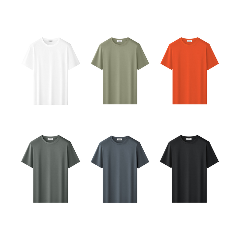 No Logo Good Quality but Not Expensive/200 Count Liquid Ammonia Mercerized Cotton T-Shirt Men's Short-Sleeved Summer Thin Ice Silk High-End Top