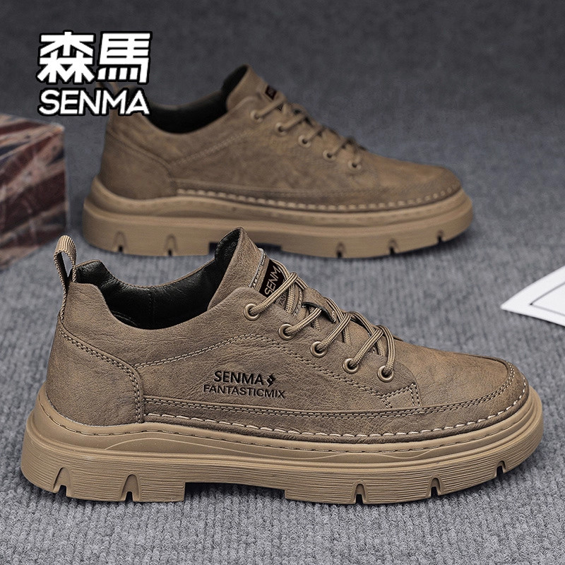 Мужская обувь Semir; новинка 2026 года; сезон зима; повседневная кожаная обувь из бархата; мужские ботинки Martin; нескользящие ботинки на мягкой подошве с низким вырезом Изображение 1