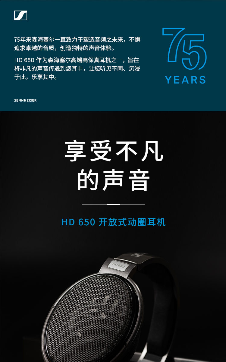 SENNHEISER/森海塞尔HD 650头戴式包耳开放式HIFI耳机参考级耳机