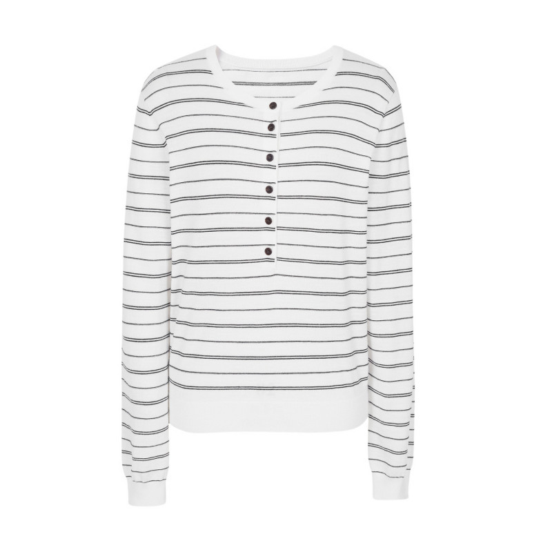 Mm Mai 2026 Autumn New Niche Design Round Neck Pullover Striped Knit Sweater Women's Button Sweater 4H8132411 Mm Mai 2026 Autumn New Niche Design Round Neck Pullover Striped Knit Sweater Women's Button Sweater 4H8132411