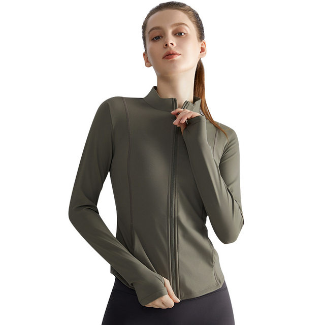 Autumn and Winter Running Jacket, Quick-Dry Women's Stand-Collar Zip-Up Slim-Fit Quick-Dry Running Outerwear Yoga Top