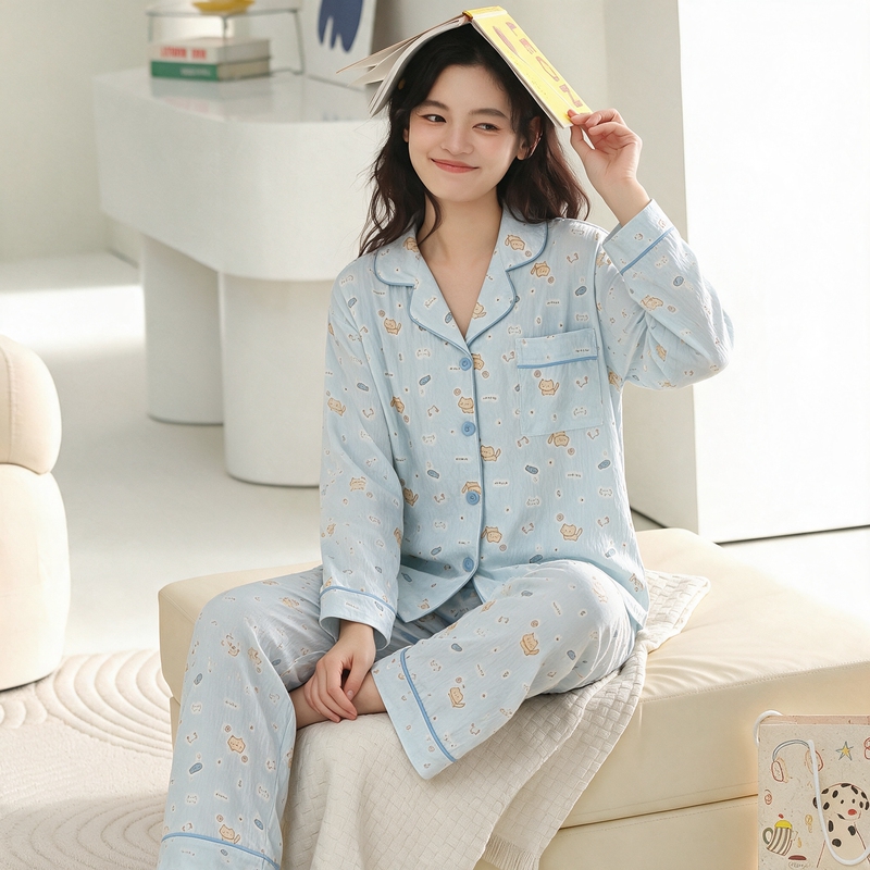 Long-Sleeved Pajamas for Women 2026 New Loose Sweet Cardigan Set Autumn and Winter Cute Loungewear Suitable for Going Out Fn Long-Sleeved Pajamas for Women 2026 New Loose Sweet Cardigan Set Autumn and Winter Cute Loungewear Suitable for Going Out Fn