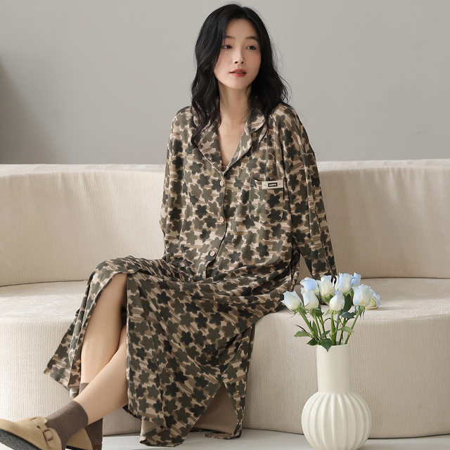 Women's Autumn Pure Cotton Long-Sleeve Nightgown, Trendy Home Wear for Autumn and Winter, Maternity Sleepwear, Autumn Women's Style 2025 New Model