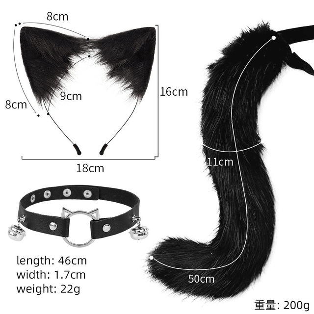 Tail Cosplay Toy Cat Ears Cat Tail Set Fox Japanese Handmade Cosplay Cat Girl Headband Tie Accessories