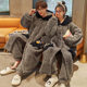 Winter Long Oversized 150kg Size Nightgown for Men, Coral Fleece Thickened Flannel Loose Cartoon Couple's Pajamas for Women