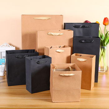 Ready-Made Clothing Gift Bags, Kraft Paper Birthday Gift Bags, Shopping Gift Paper Handbags, Takeaway Packaging Paper Bags
