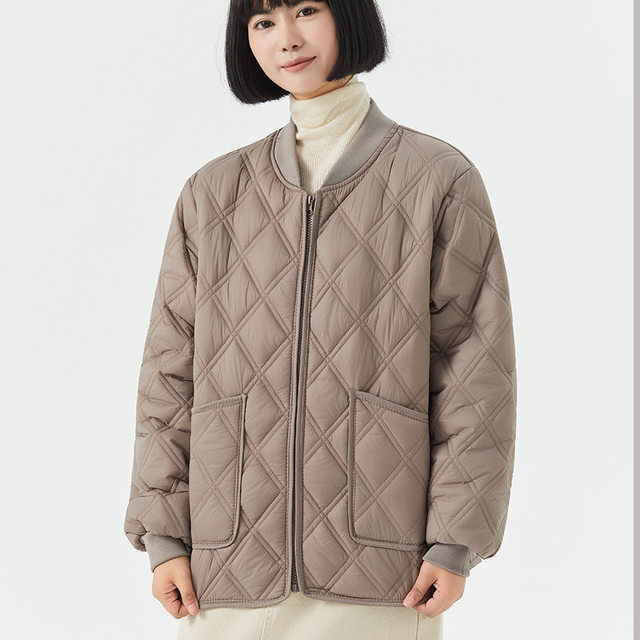 Autumn and Winter Student Inner Wear Essential Cotton Jacket for Women, Lightweight down Cotton Coat for Middle-Aged and Elderly, Warm and Loose-Fitting Mom's Zip-Up Outerwear