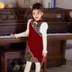 Girls' Plush Patchwork Stylish New Chinese-Style Improved Qipao Dress Children's Winter Thickened Warm New Year Outfit