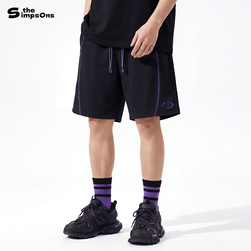 The Simpsons Hasso Line Knitted Sports Shorts Summer Straight Loose Casual Couple Trendy Five-Point Shorts for Men