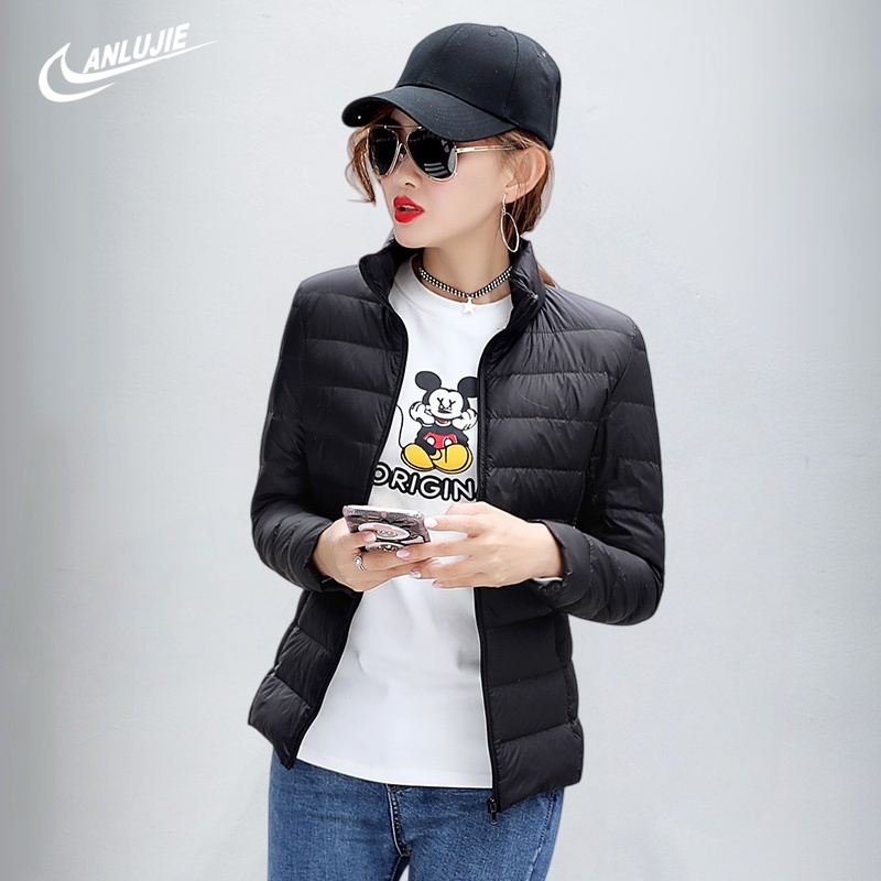 ANLUJIE 爆款羽绒服男女短款轻薄羽绒立领连帽户外运动保暖外套HX