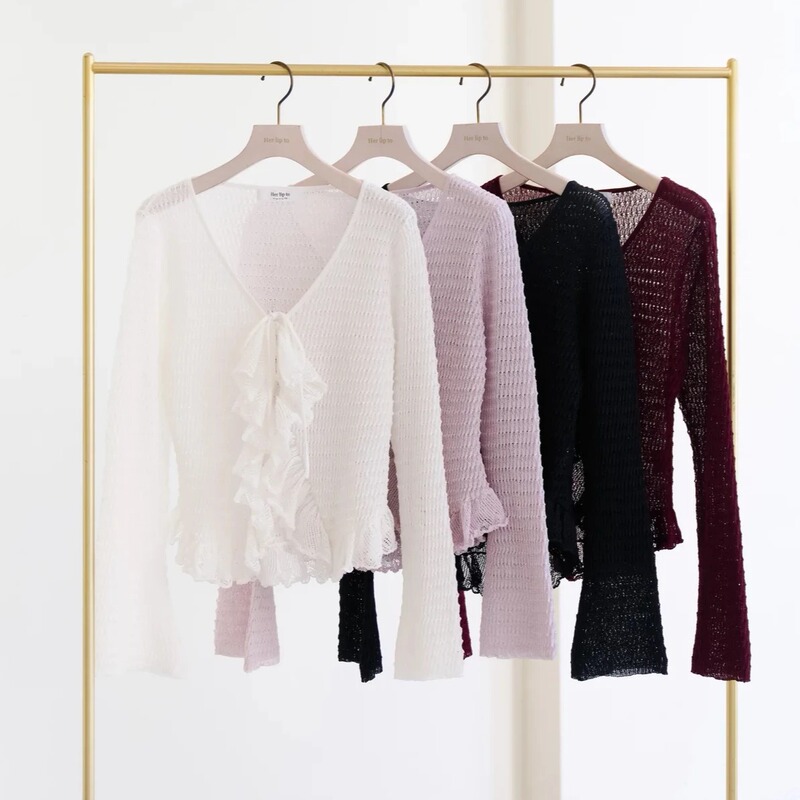Rufy Exclusive Original Her Mother's Home 26 Stunning 4-Color Crochet Wave Lace-Up Cardigan Sun Protection Clothing