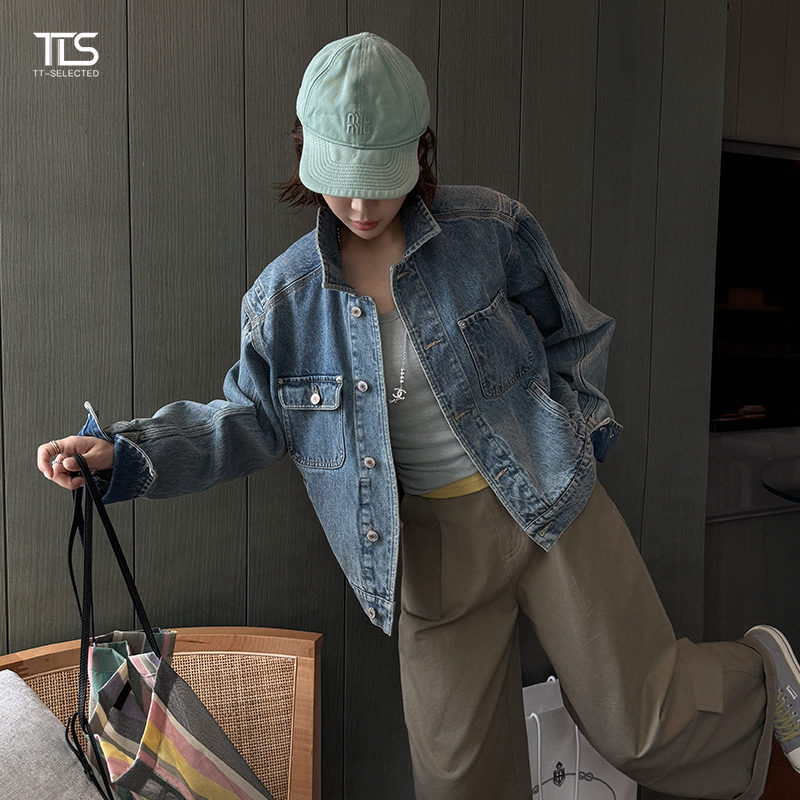 Auntie Tts【Holiday Denim】Women's Denim Jacket 2026 New Spring Vintage Short Jacket Top