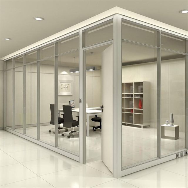 Guangdong Office Glass Partition Wall Integrated Single-Glass Jointed Partition for Business In古巴领领tor Aluminum Alloy Tempered Glass Partition