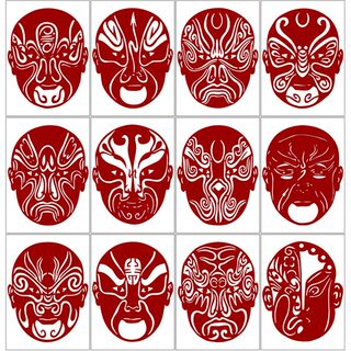 High-definition opera character facial makeup hand-carved paper pattern material student paper-cut printing manuscript chinese z traditional picture