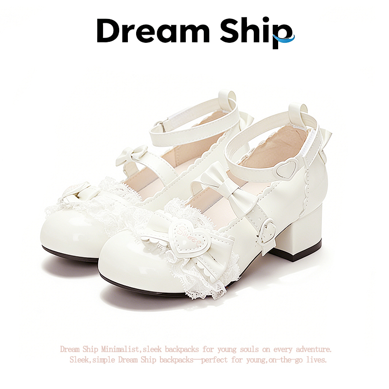 Lace Palace-Style Small Leather Shoes, Original Lolita Shoes, Cute Lolita Japanese Sweet Bow High Heels, Gift