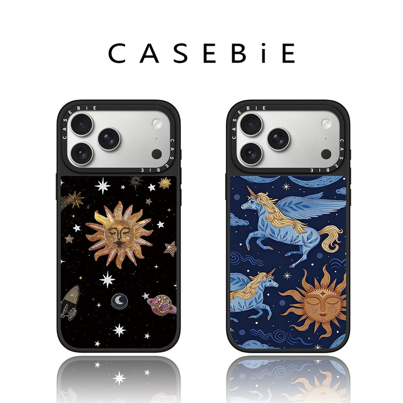 Star Moon Sun Unicorn Pegasus Apple Phone Case Suitable for Iphone18Pro17Promax16Plus15/14/13 Retro Art Illustration Magnetic Anti-Fall Protective Case for Women Creative